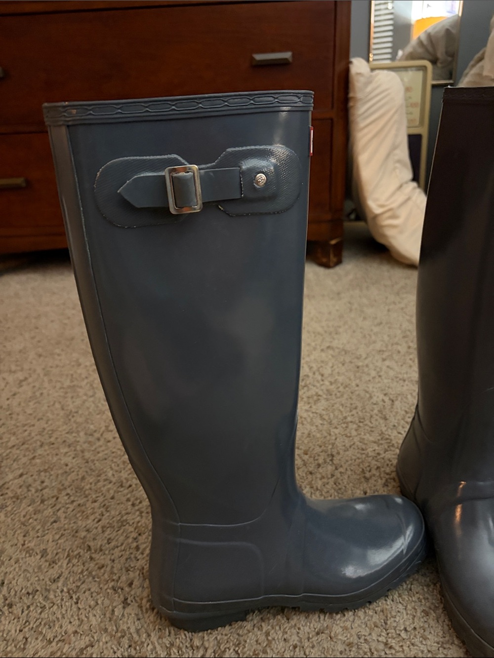 Hunter Tall Gloss Rain Boots in Gray - Picture 2 of 8